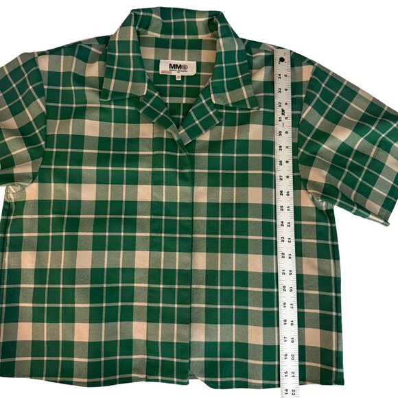 EUC $595 MM6 Maison Margiela Oversized Green Check Boxy Top IT 38 US 2 - Picture 14 of 14